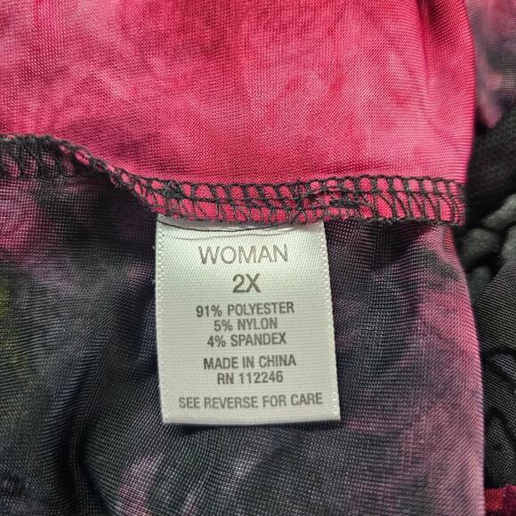 Vintage Y2K Dressbarn Blouse Womens Size 2X Red Velvet Floral Beaded Whimsygoth - Picture 10 of 10